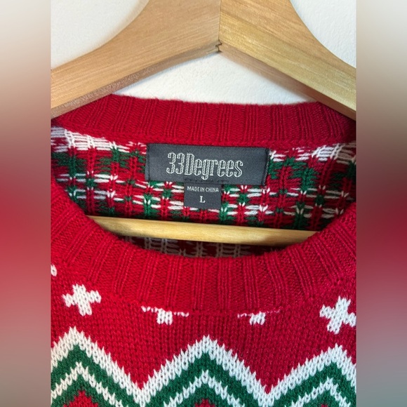 33 Degrees Mens Christmas Sweater Large Goat with Bell Ugly Sweater Holiday - Picture 8 of 10